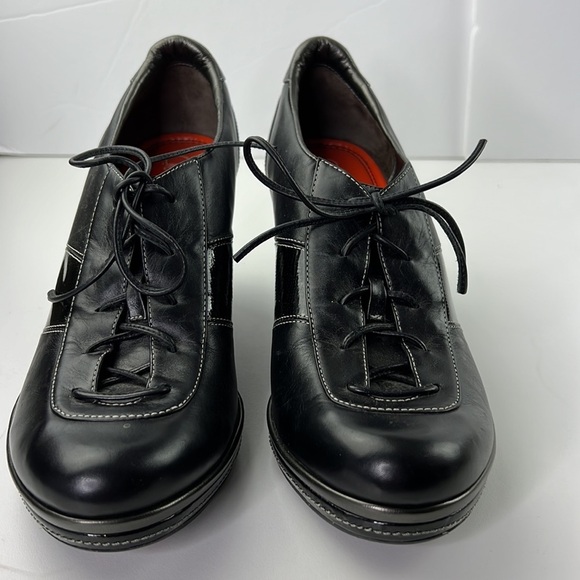 Cole Haan Nike Air black  leather lace up wedge shoe size 10 - Picture 2 of 9